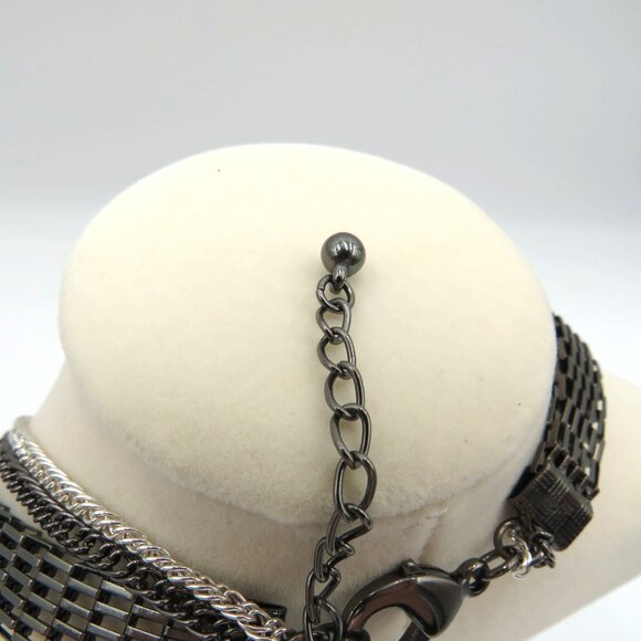 Avon Lolita Necklace Multilayer Mesh Chain Black Silver 28" Signature Collection - Picture 7 of 7